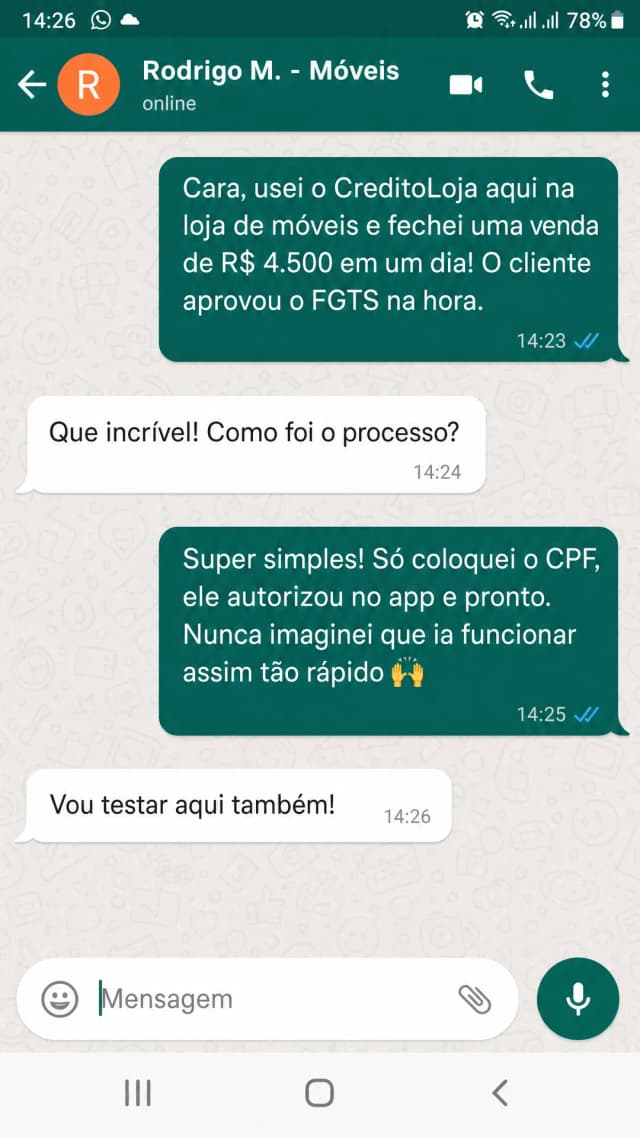 Conversa no WhatsApp de Rodrigo M. - Móveis